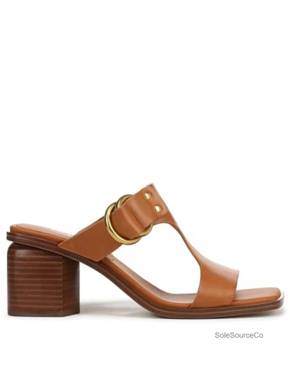 Suede Leather Block Heel Slide Sandals Cushioned Insole